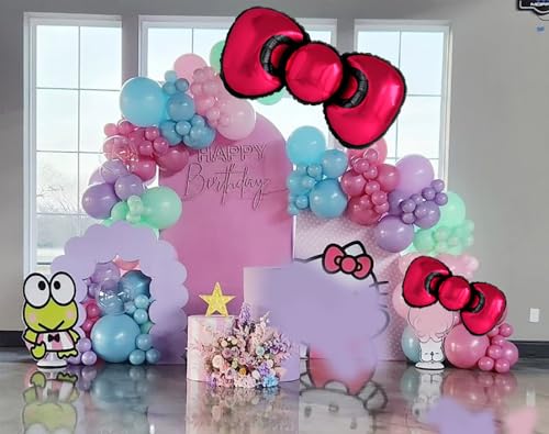 Red Bow Foil Balloons - 4 Pack for Birthday & Valentine's Parties