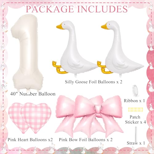 Silly Goose 1st Birthday Foil Balloon Set - 7 Pcs with Number 1