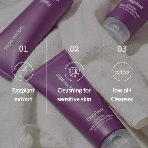 Papa Recipe Eggplant Moisturizing Facial Cleansing Foam for Sensitive Skin