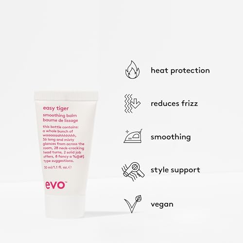 evo Easy Tiger Smoothing Hair Balm 1.1 Fl Oz (Pack of 2) - Reduces Frizz & Controls Flyaways