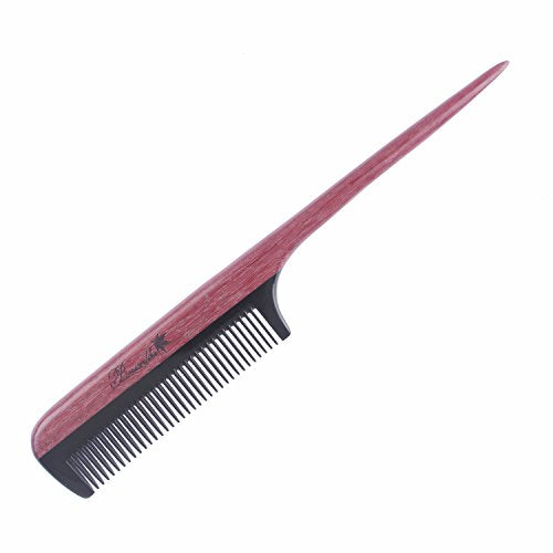 Breezelike Handmade Rat Tail Hair Comb, Purpleheart Wood & Buffalo Horn