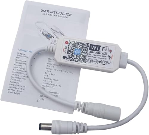 WiFi LED Strip Light Controller with Voice Control - 12-24V, 96W