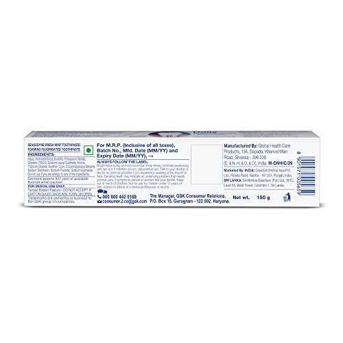 Sensodyne Sensitive Mint Toothpaste 150g - Fresh Oral Care, Pack of 1