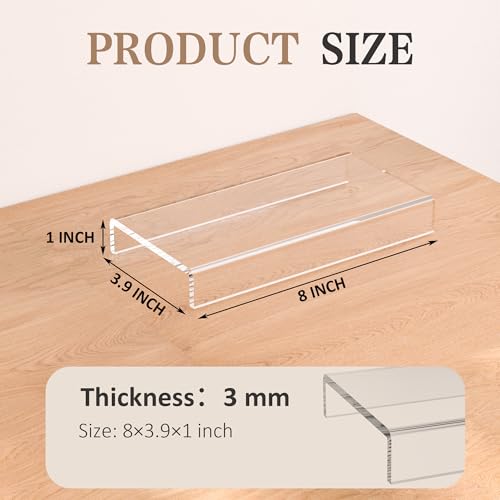 Sezanrpt Acrylic Display Risers - 8x3.9 Inch (Pack of 2) for Organizing Figures, Cosmetics, Toys, and More