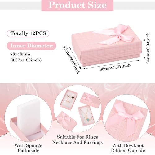 Craftdady 12 pcs Pink Jewelry Gift Box Set with Bowknot
