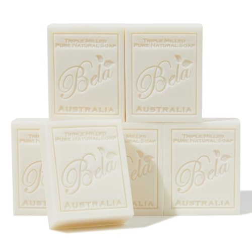 BELA Goat Milk Soap Bar, French Triple Milled with Organic Shea Butter, 6 Pack