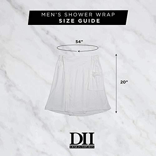 DII Men's Terry Shower Wrap Nautical Blue 54x20 with Adjustable Velcro & Pocket
