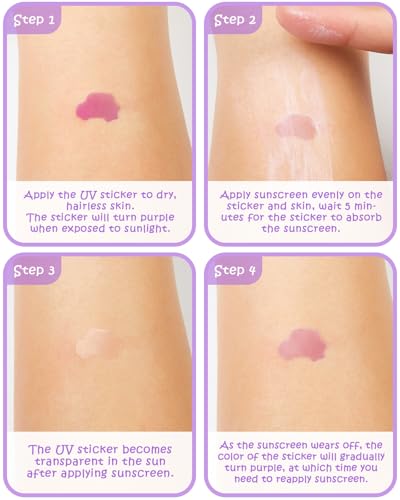 UV Detection Stickers for Sunscreen - 80 Count Color-Changing Reminder