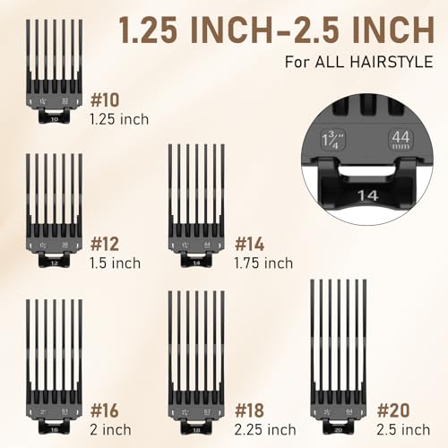 6 Pack Extra Long Hair Clipper Guards for Wahl Clippers - 1.25" to 2.5"