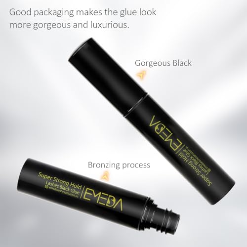 EMEDA Strong Hold Lash Glue Black 2pcs — Hypoallergenic Waterproof Eyelash Adhesive, Fast Drying