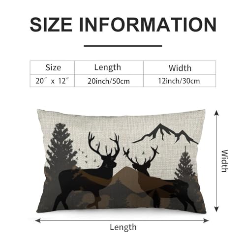 ITFRO Deer Pine Tree Decorative Throw Pillow Cover - 12x20 inch