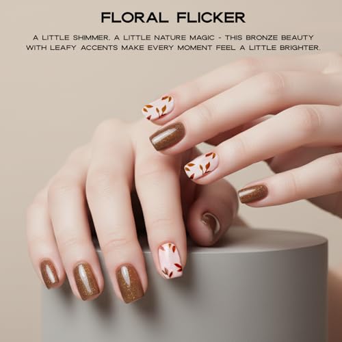 Floral Flicker Semi-Cured Gel Nail Strips Kit with 30 Pieces