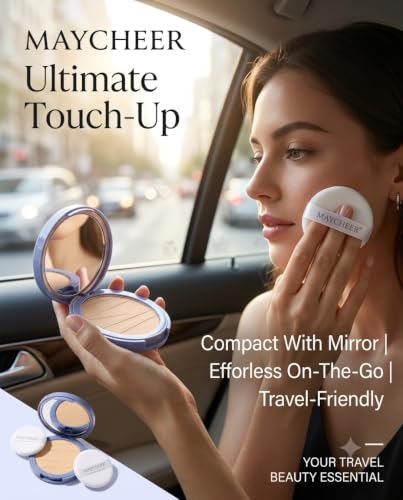 Venysis Oil-Control Pressed Powder Compact with Mirror & 2 Puffs – Natural Beige
