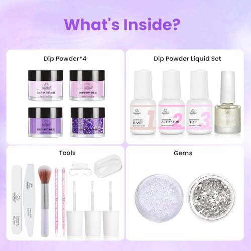 Beetles Violet Whisper Dip Powder Nail Kit - 4 Colors 17g