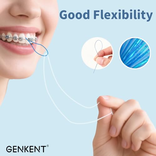 GENKENT 200 Count Dental Floss Threaders for Braces Bridges Implants – Deep Clean (2 Pack)