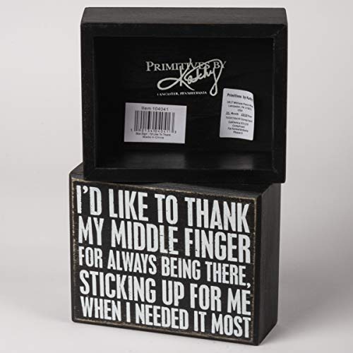Primitives by Kathy Classic Black & White Box Sign - Middle Finger