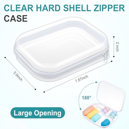 Ceenna 2-Piece Clear Hard Shell Zipper Pouch Set, Travel Organizer Case