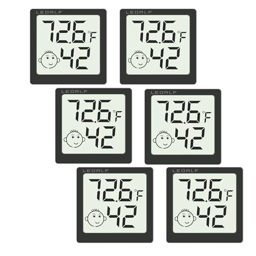Digital Humidity and Temperature Meter - 6 Pack Hygrometer