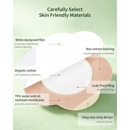 48PCS Castor Oil Patches, Disposable Castor Oil Pack Wraps with Organic Cotton Patches, Leak-Proof Belly Button Patch Cover, Portable & Breathable, Skin-Friendly, Beige