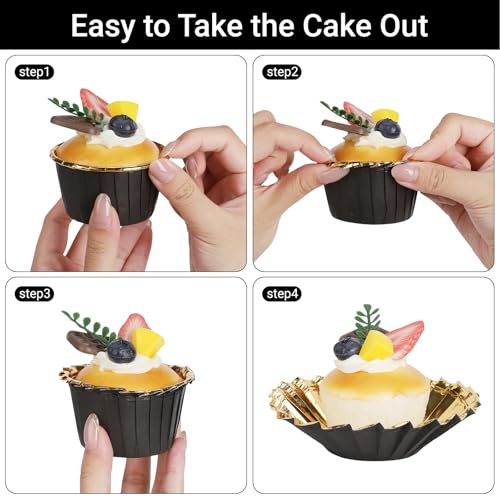 EUSOAR Mini Foil Ramekins with Lids - 3.5oz, 50pcs Aluminum Muffin Cups