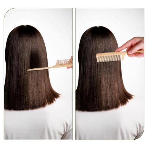 Natural Bamboo Anti-Static Hair & Beard Comb Set - Wide, Fine & Rat Tail