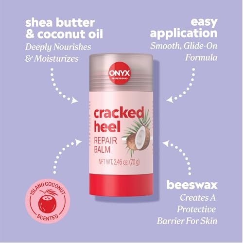 Onyx Professional Cracked Heel Repair Balm Stick for Dry Cracked Feet Treatment, Coconut Scent, 1 pack - Moisturizing Foot Balm, Rolls On, Cracked Heel Treatment
