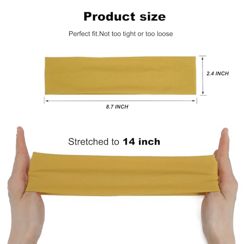 9-Pack Non-Slip Cotton Headbands for Women - Soft & Stretchy Athletic Hair Bands