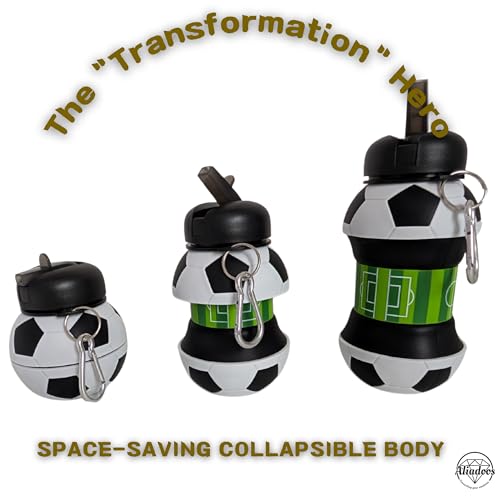 Soccer Ball Water Bottle - Collapsible 18oz Sports Hydration