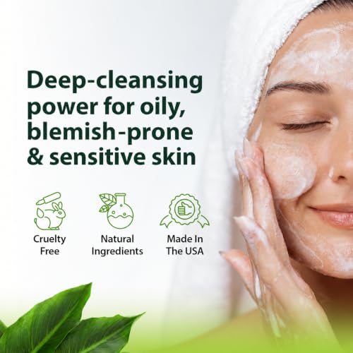 Derma-Nu Tea Tree Face Wash - Natural pH-Balanced Facial Cleanser, 8 oz