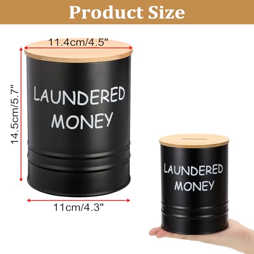 Laundry Coin Bank Jar with Wooden Lid - Rustic Iron Savings Jar