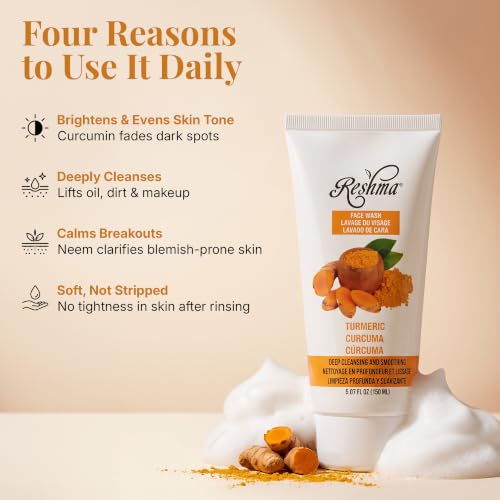 Reshma Beauty Turmeric Face Wash - Brightening & Gentle Cleanser for All Skin Types