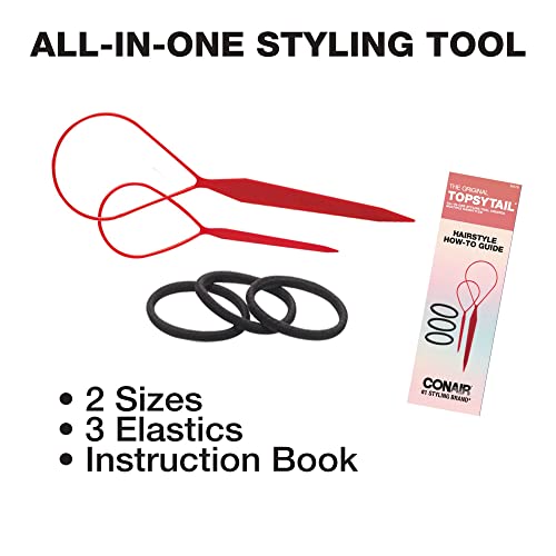 Conair Topsy Tail Hair Tool Black 1 Pack Ponytail Styling Kit with Ties