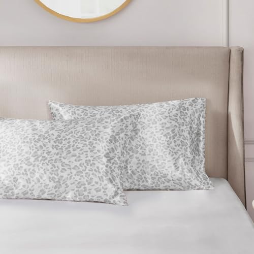 Madison Park Essentials Satin Pillowcase Set of 2 - Gray Leopard