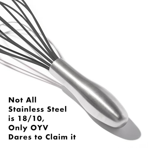 OYV 10-Inch Silicone Whisk with Stainless Steel Handle - Heat Resistant & Non-Scratch