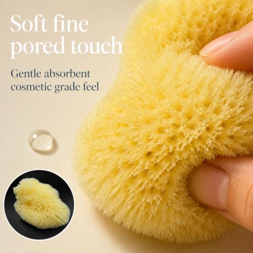 Natural Sea Silk Sponges 12-Pack for Face Makeup & Cleansing, Reusable Facial Pads
