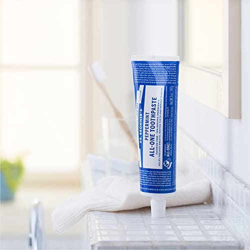 Dr. Bronner's Fluoride-Free Toothpaste, Peppermint & Spearmint, 5 oz (2-Pack) - Organic & Vegan