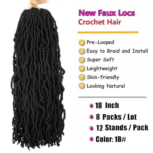 18 Inch Soft Locs Crochet Hair - 8 Packs Distressed Faux Locs for Black Women