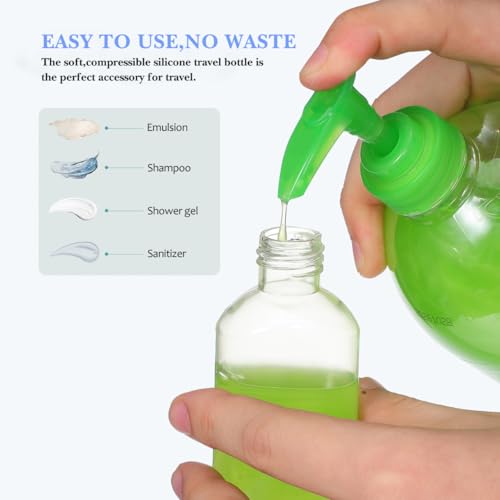 EXCEART Refillable Travel Bottles with Carabiner Hook - 15-Pack