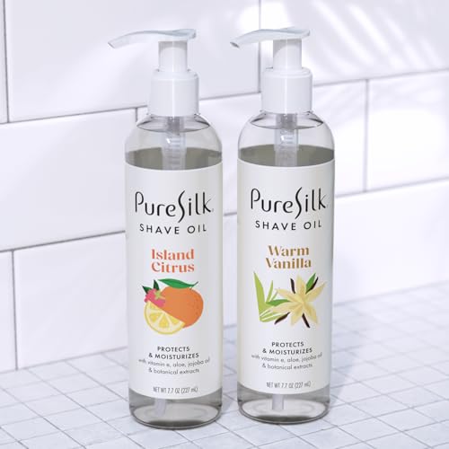 Pure Silk Island Citrus Shave Oil for Women | Shaving Oil for Smooth Shave, All Skin Types | Hydrating Vitamin E, Aloe, Botanical Extracts Protects & Moisturizes | 7.7 FL OZ (Pack of 1)