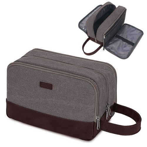 WANDF Men's Travel Toiletry Bag, Water-Resistant Canvas Dopp Kit