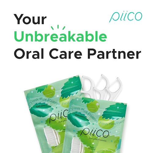 Piico Xylitol Dental Floss Picks - 100 Count, Floral Flavor, Portable