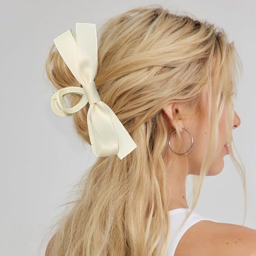 Sizobi 4PCS Bow Claw Clips Set - Strong Hold for All Hair Types, White & Black
