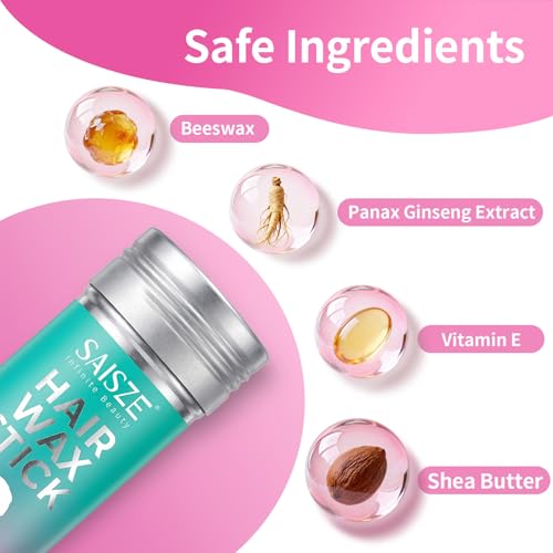 SAISZE Hair Wax Stick for Women & Kids - Frizz Control & Flyaway Tamer 2.7 Oz