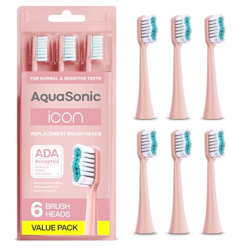 AquaSonic Icon Replacement Brush Heads | Light Pink, Pack of 6