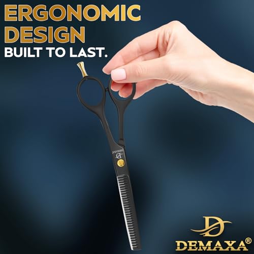 DEMAXA 6.5-inch Black Thinning Shears - Professional Hair Cutting Scissors