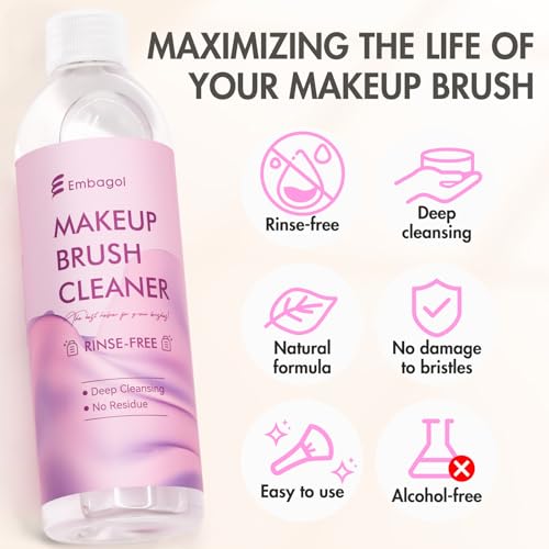 Embagol Rinse-Free Makeup Brush Cleaner - 500ml Quick-Drying Vegan Solution