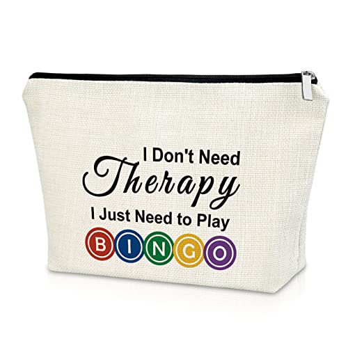 Sazuwu 'I Don't Need Therapy I Just Need to Play Bingo' Cosmetic Travel Pouch - Bingo Lover Gift for Women