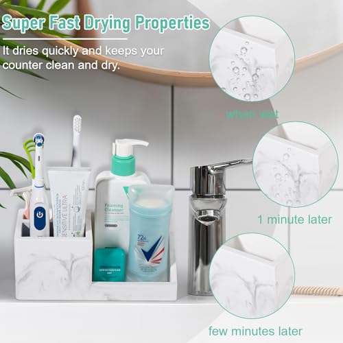 Diatomite Toothbrush Holder - Quick Dry Marble White Bathroom Organizer
