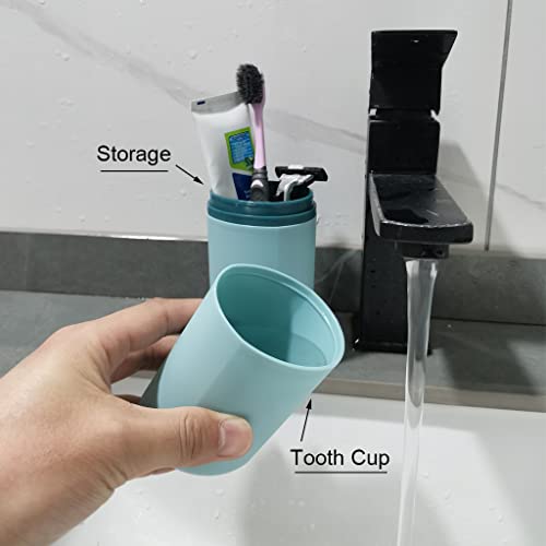 Travel Toothbrush Holder Case 2 Pcs Dark Green & Light Blue Portable Organizer