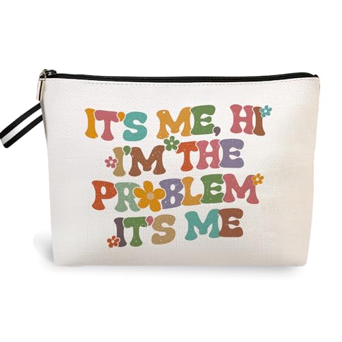 It's Me Hi I'm The Problem Cosmetic Bag for Women Travel Makeup Bag - Beige - Jepuyaya